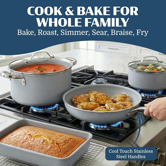 Granitestone Ceraluxe 20 Pc Ceramic Cookware Set Nonstick, Complete Pots and - Image 7