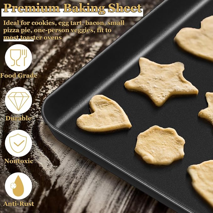 E-far Toaster Oven Tray, 10.5x8x1 Inch Nonstick Baking Cookies Sheet Pan - Image 4