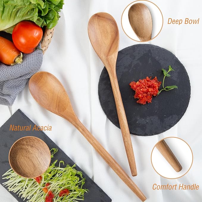 GinSent 2PCS Wooden Spoons for Cooking14 Inch Cooking Wooden Spoons Comfort - Image 6