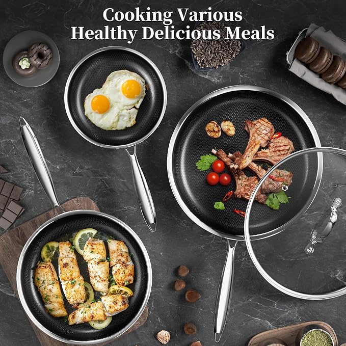 Innerwell Nonstick Titanium Ceramics Stainless Steel Frying Pan Set, 6 Pieces - Image 8