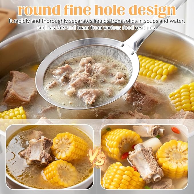 Skimmer Spoon Filter Grease Foam Fine Mesh Stainless Steel Sieve Colander - Image 5