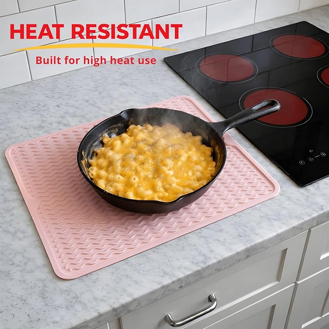 Silicone Drying Mat 16 × 12 – Pink Rose Non-Slip Sink Mat - Image 4