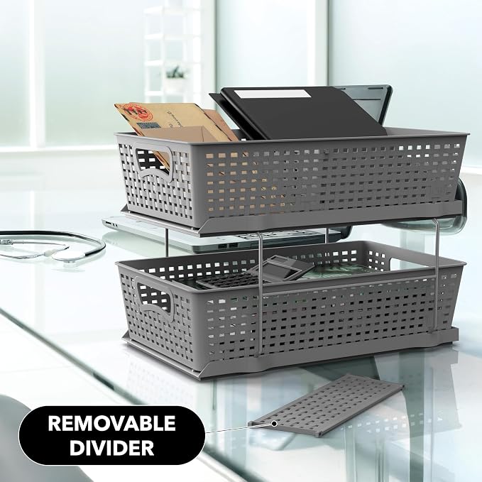 Simple Houseware 2 Tier Bathroom Organizer Tray Pull-Out Sliding Drawer - Image 9