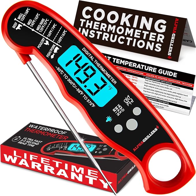 Alpha Grillers Meat Thermometer Digital – Instant Read Food Thermometer by AlphaGrillers
