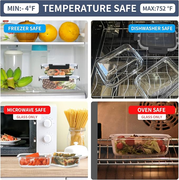 GULFLIN 6 Pack Glass Meal Prep Containers, Food Storage Containers, Airtight - Image 5
