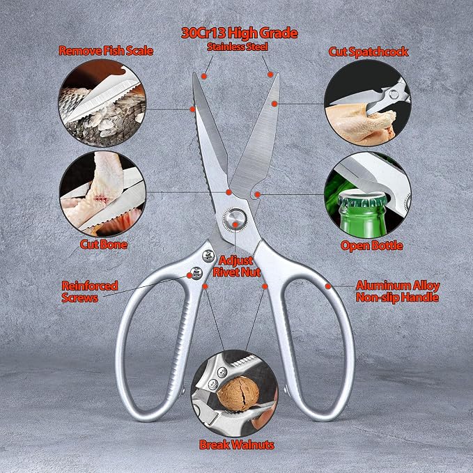 8.46'' Large Kitchen Scissors for Food, Heavy Duty All Purpose Kitchen Shears - Image 3
