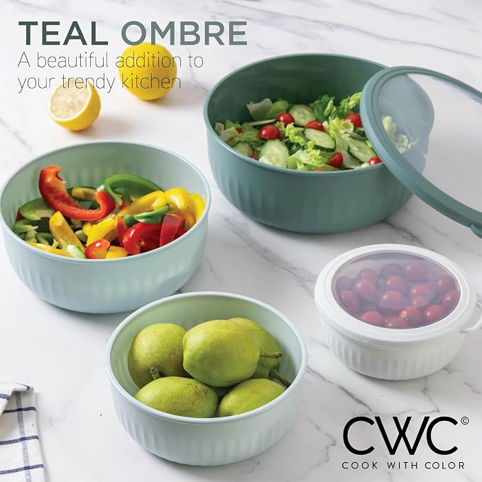 COOK WITH COLOR Prep Bowls with Lids- Wide and Deep Nesting Plastic Small - Image 5
