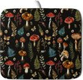 Mushroom Forest Dish Drying Mat Fern Leaves Black Drainer Mat by Giwawa