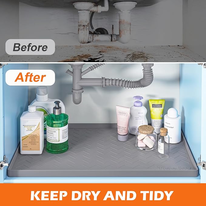 TigeJoy Waterproof Under Sink Mat 22" x 19", Shelf Liner Protector in Kitchen - Image 5