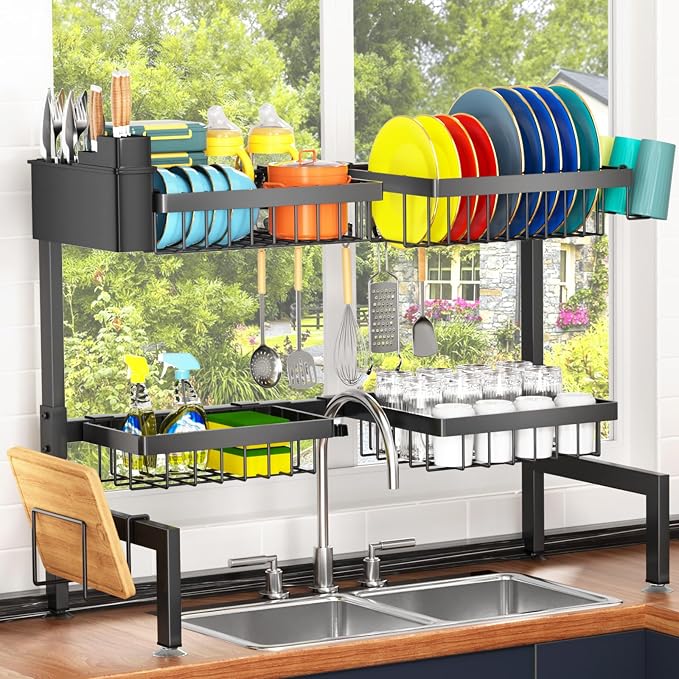 YKLSLH 4 Baskets Over The Sink Dish Drying Rack, Extendable Large Capacity Sink - Image 5