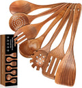 7 PCS Wooden Spoons for Cooking Natural Teak Kitchen Utensils Smooth Non-Stick by MULBOM