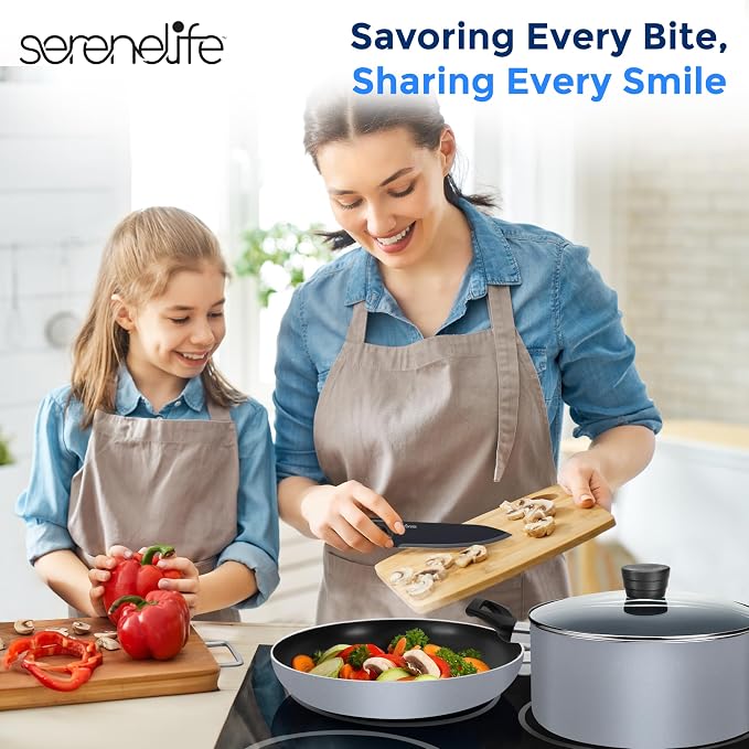 SereneLife Kitchenware Pots & Pans, Basic Kitchen Cookware Set, Heat Resistant - Image 7
