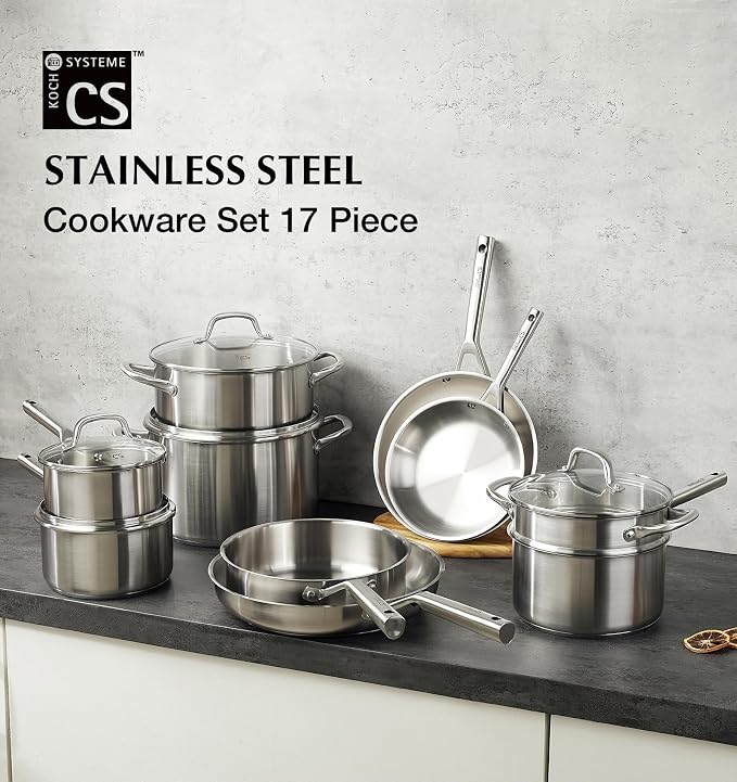 KOCH SYSTEME CS Stainless Steel Cookware Set 17 Piece, Professional 18/10 - Image 9