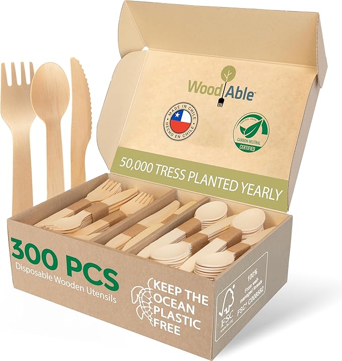 Disposable Wooden Cutlery Set by WoodAble