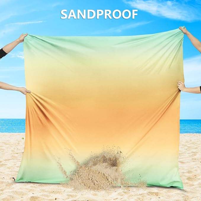 WIWIGO Beach Blanket Waterproof Sandproof Beach Mat 79" X 83"/10'x9'for 2-8 - Image 5