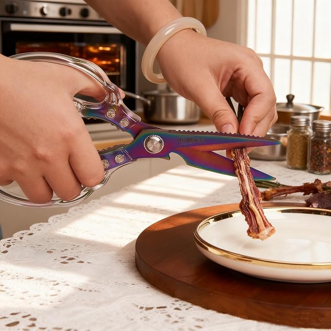 Rust-Resistant Kitchen Scissors, Transparent and Stylish Handle, Suitable - Image 3
