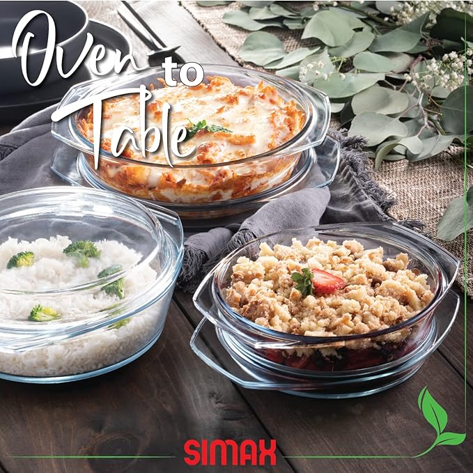 Simax Casserole Dish Set with Lid, Round Glass Cookware, Borosilicate Glass - Image 5