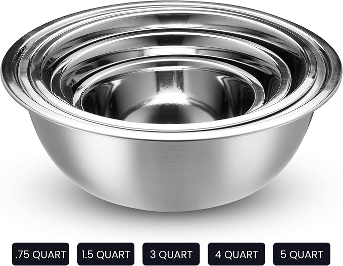 WHYSKO Stainless Steel Mixing Bowl Set, 10 Piece Stainless Steel Mixing Bowls - Image 5