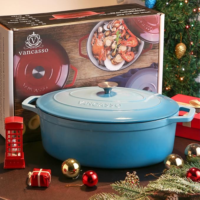 vancasso Enameled Cast Iron Dutch Oven, 9.3 Quart Dutch Oven Pot - Image 7