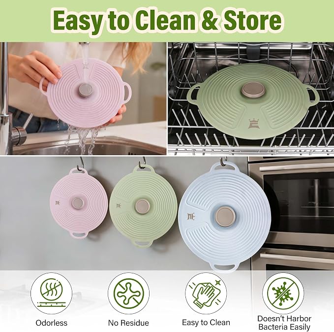 Silicone Lids for Bowl 3 Pack, Microwave Splatter Cover - Image 8