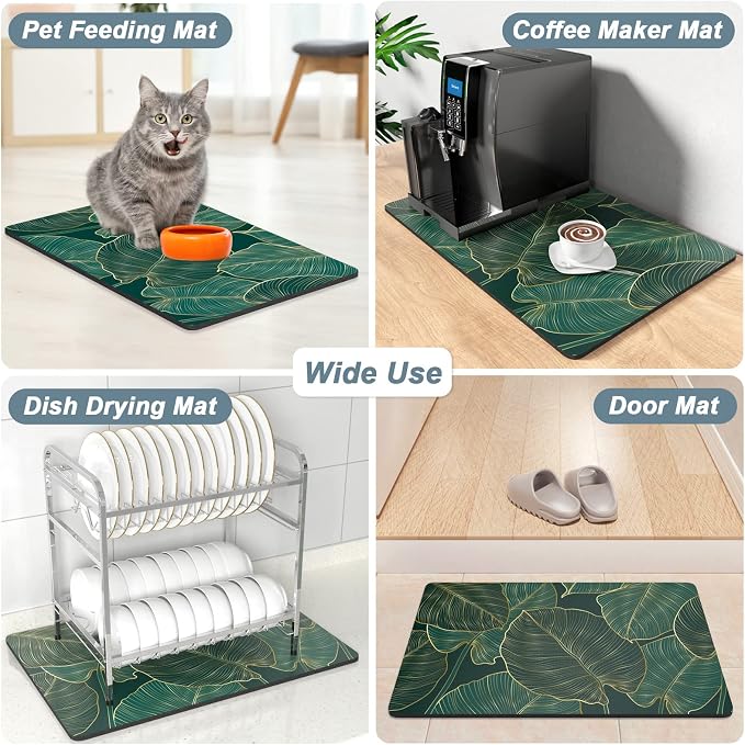 Rnivvi Coffee Mat, Hide Stain Rubber Backed Absorbent Dish Drying Pad - Image 7