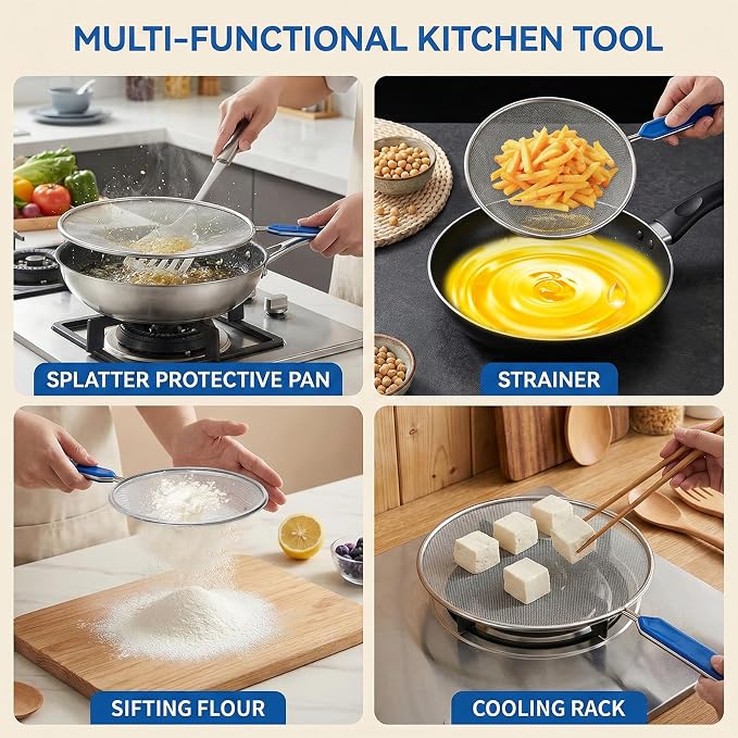 8.3 Inch Grease Splatter Guard for Frying Pan, Stainless Steel Grease Screen - Image 5