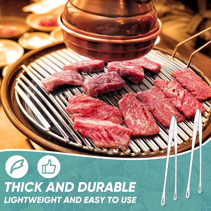 meekoo 6 Pcs 11 Inches Stainless Steel Korean BBQ Grill Tongs Japanese Barbecue - Image 4