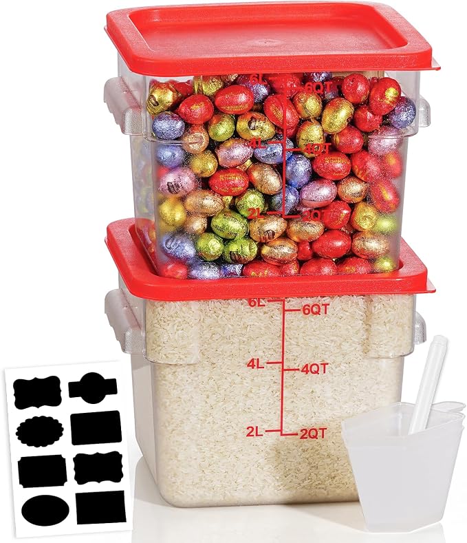 6QT Clear Food Storage Containers: 2 PCS NSF Food Storage Containers by SVKLHY