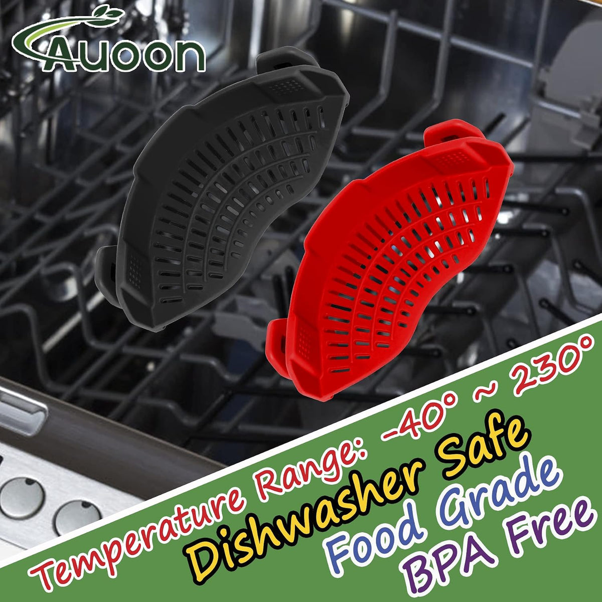 AUOON Clip On Strainer for Pots, 2Pack, Standard 8.86 x 3.55 in