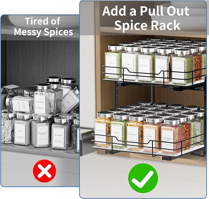 BOIVSHI 2-Tier Spice Rack Organizer, Pull Out Spice Rack - Image 3