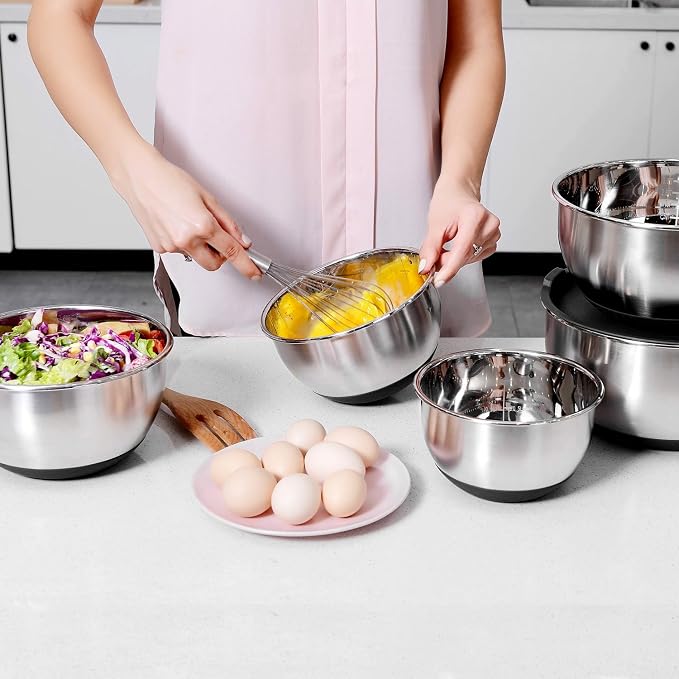 Wildone Mixing Bowls with Airtight Lids, Stainless Steel Nesting Mixing Bowls - Image 8
