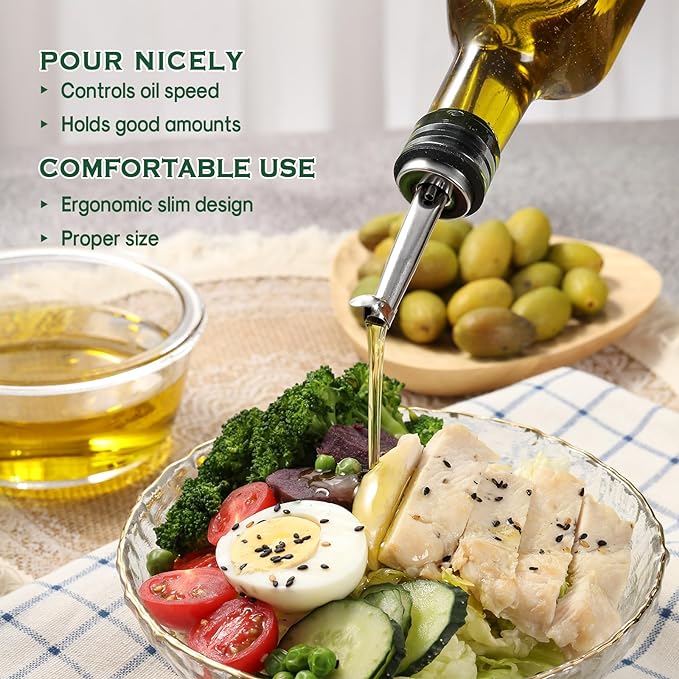 AOZITA 17oz Glass Olive Oil Dispenser Bottle - 500ml Clear -Oil & Vinegar Cruet - Image 7