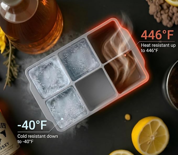 KitchFort Large Silicone Ice Cube Tray, Easy Release 2" Big Ice Cubes - Image 6