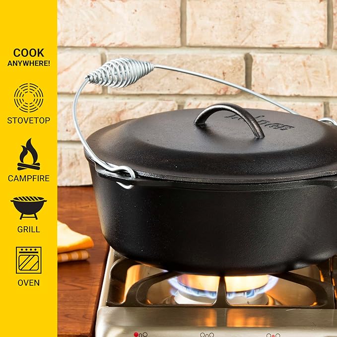 Lodge 9 Quart Pre-Seasoned Cast Iron Dutch Oven - Image 3