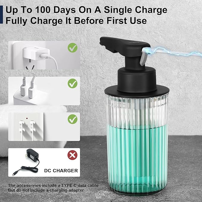 Automatic Soap Dispenser Foaming Touchless: 9oz Black Plastic - Image 4