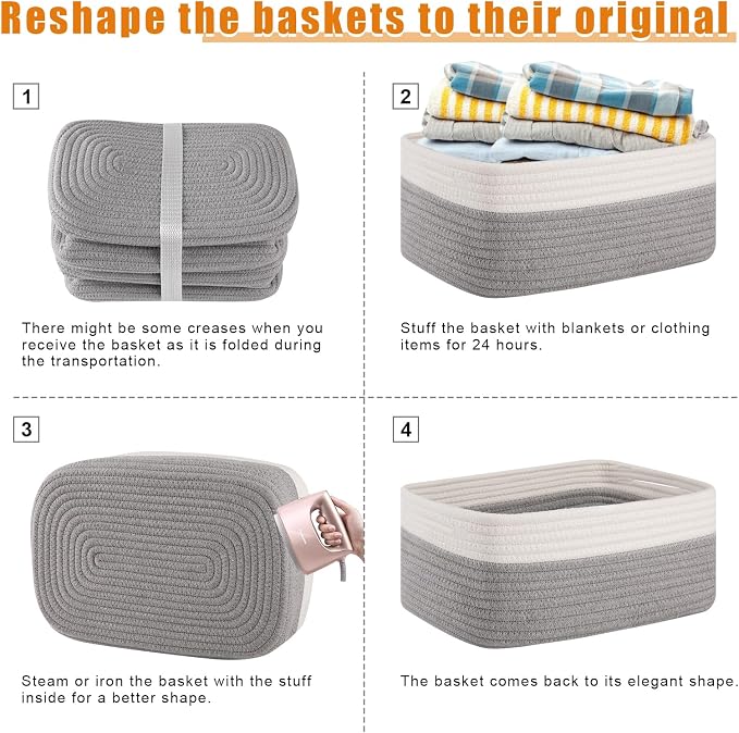 OIAHOMY 4 Pack Storage Baskets for Organizing, Small Bins for Shelves, Cute - Image 7