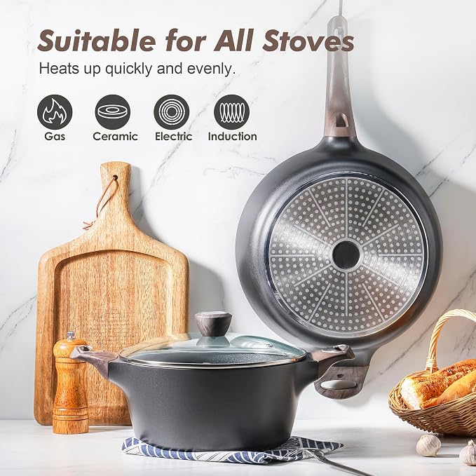 SENSARTE Pots and Pans Set Non stick, Non toxic Healthy Induction Cookware Sets - Image 5