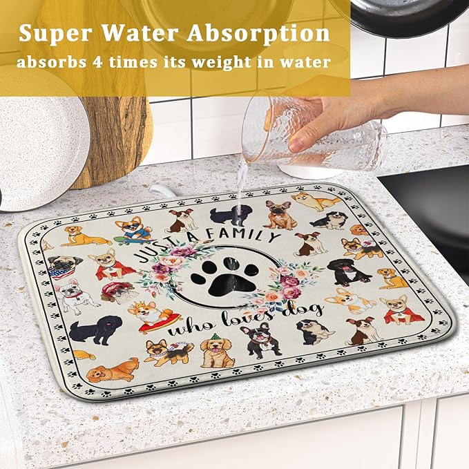 Lovely Dogs Dish Drying Mat Absorbent Printed Drying Pad - Image 7