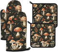 Watercolor Forest Mushroom Oven Mitts and Pot Holders Sets Heat Resistant 4Pcs by ANTJOO