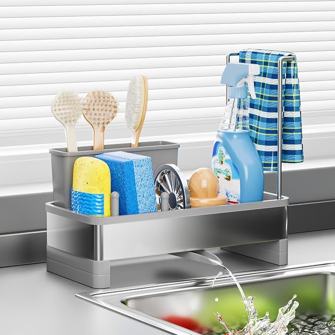 Ewaiira Stainless Steel Sink Caddy, Sponge Holder by EwaiiraHomeStorageOrganizer