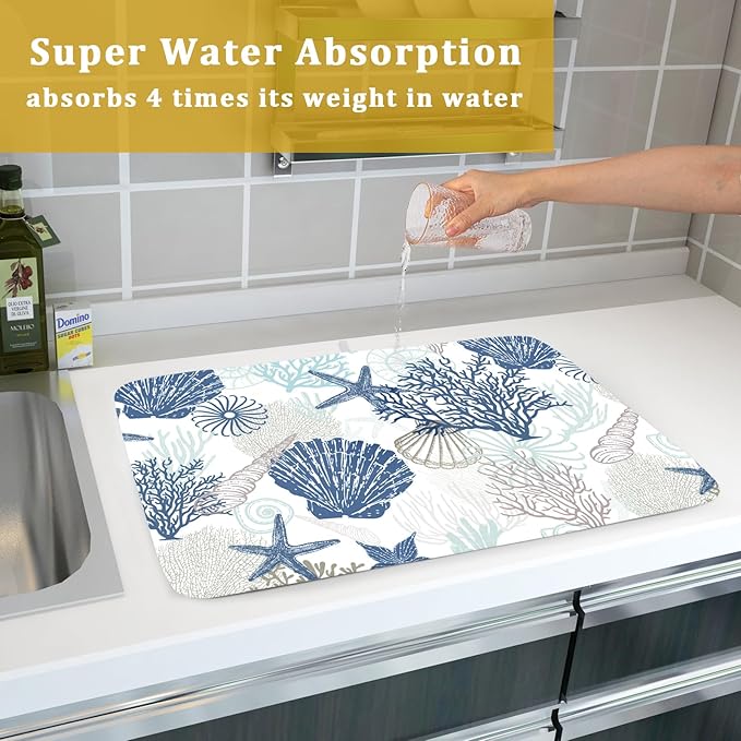 Summer Navy Blue Dish Drying Mat - Image 7