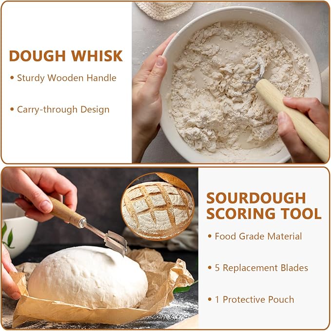 Bread Making Tools Set of 7, Including Silicone Pastry Mat, Round Baking Mat - Image 2