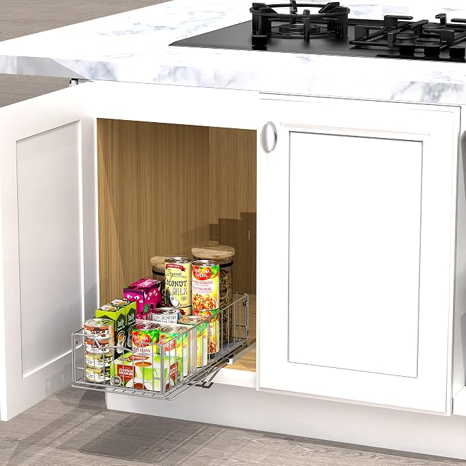 Simple Houseware Pull-Out Cabinet Sliding Basket Organizer, 17.2" D x 9.7" W x - Image 6