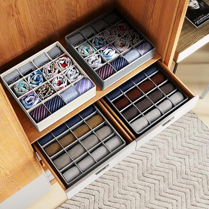 Joyoldelf Sock Drawer Organizer Divider Underwear Organizer 16-cell Fabric - Image 4