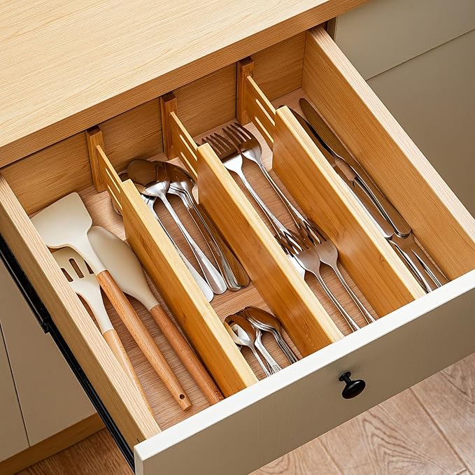 Fabsome Dresser Drawer Organizers 6 Pack, 4.65'' High Adjustable from 17-22‘’ - Image 2