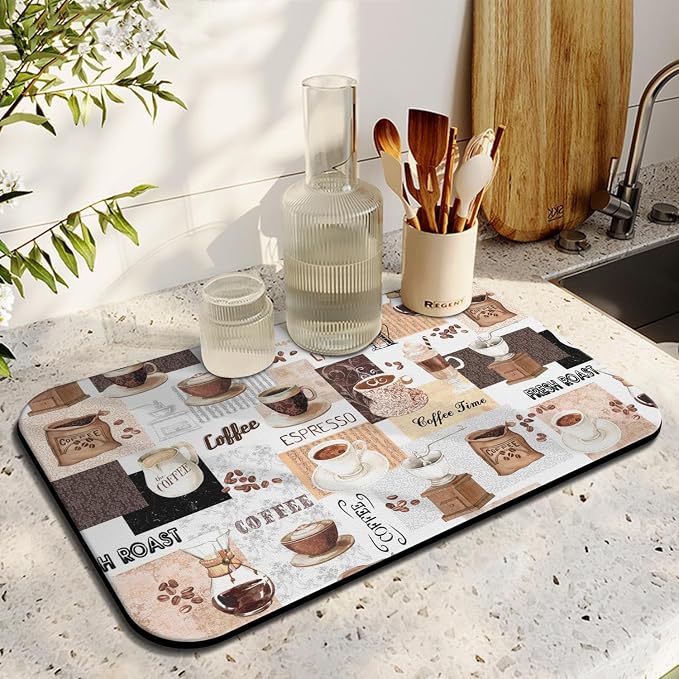 Coffee Mat 19inx12in, Absorbent Hide Stain Anti-Slip Coffee Bar Accessories - Image 3