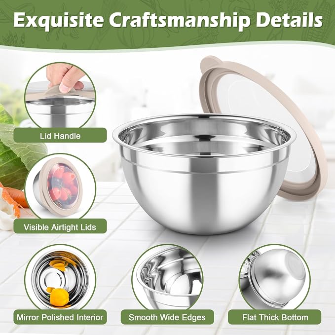 TeamFar Mixing Bowls, For Kitchen Mixing/Baking/Storing/Prepping, Visible & - Image 5