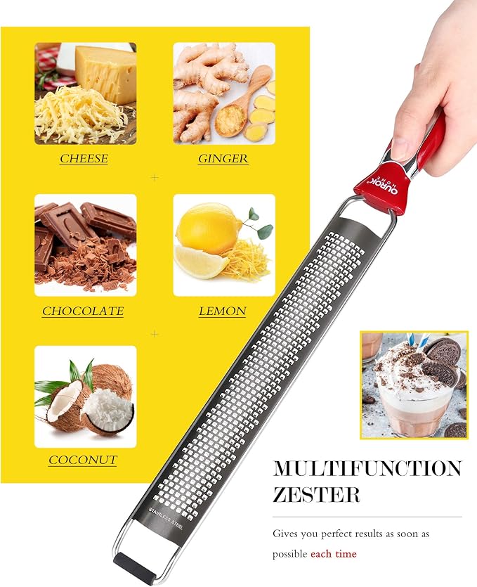 Ourokhome Kitchen Lemon Zester, Stainless Steel Hand Held Parmesan Cheese Grater - Image 3