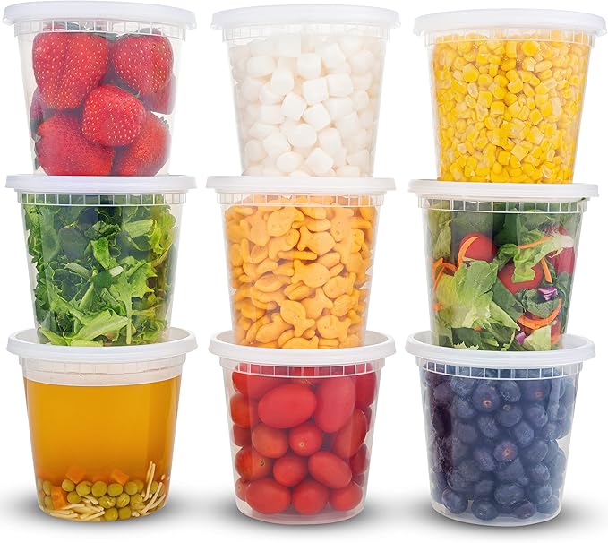 DuraHome Deli Containers with Lids 24oz. Leakproof 30 Sets BPA-Free Plastic by DuraHome