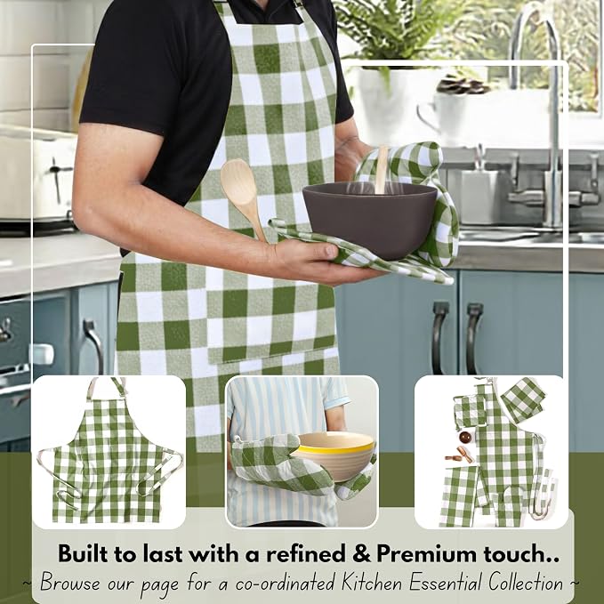 Native Fab Buffalo Plaid Check Oven Mitts and Pot Holders Set of 4, 100% Cotton - Image 2